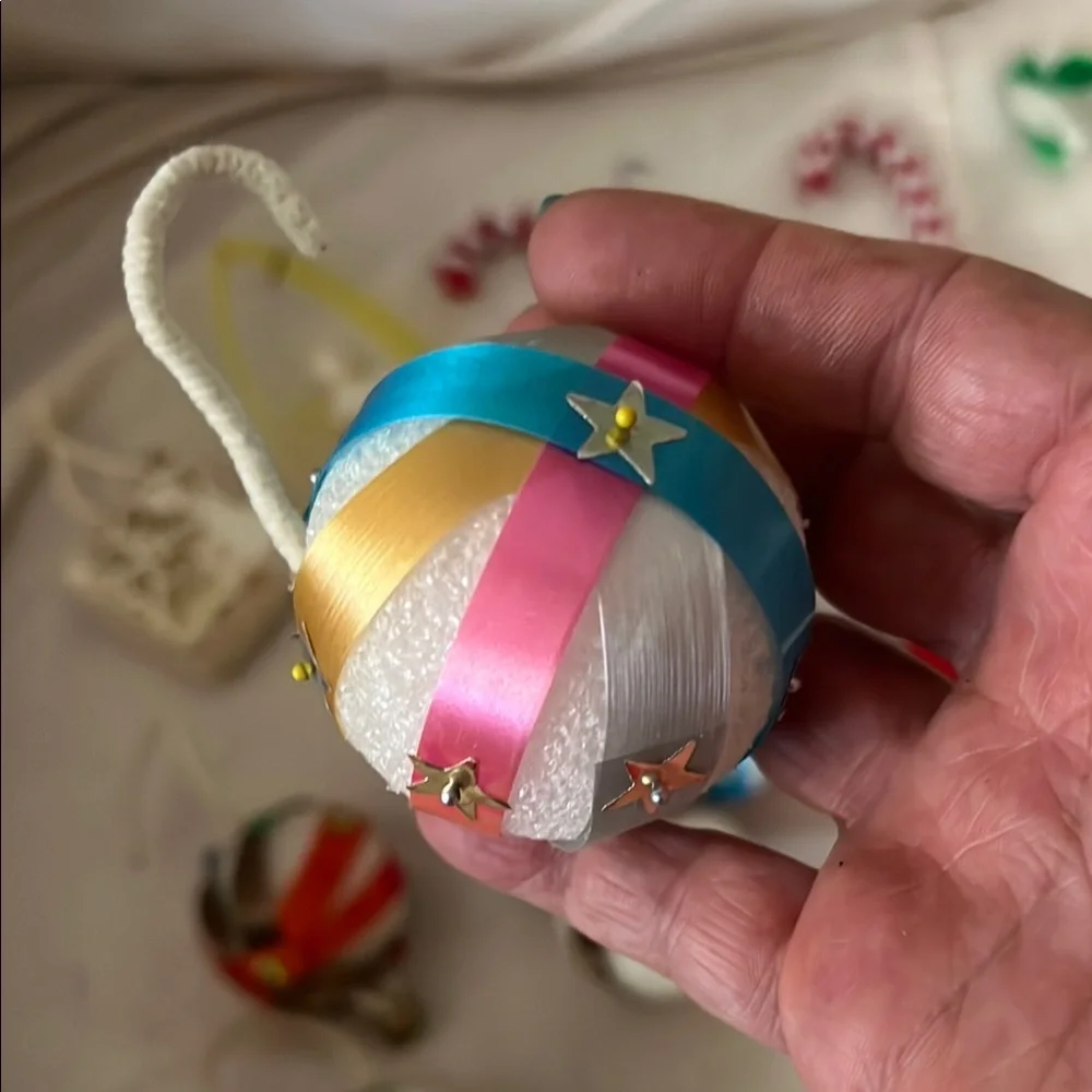 VTG Handmade Christmas Ornaments and Candy Cane Set